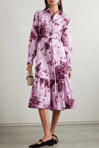 Lavender Printed One Piece Dress - Navvi.in