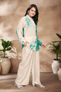 Leafy Print Silk Co - ord Set - Navvi.in