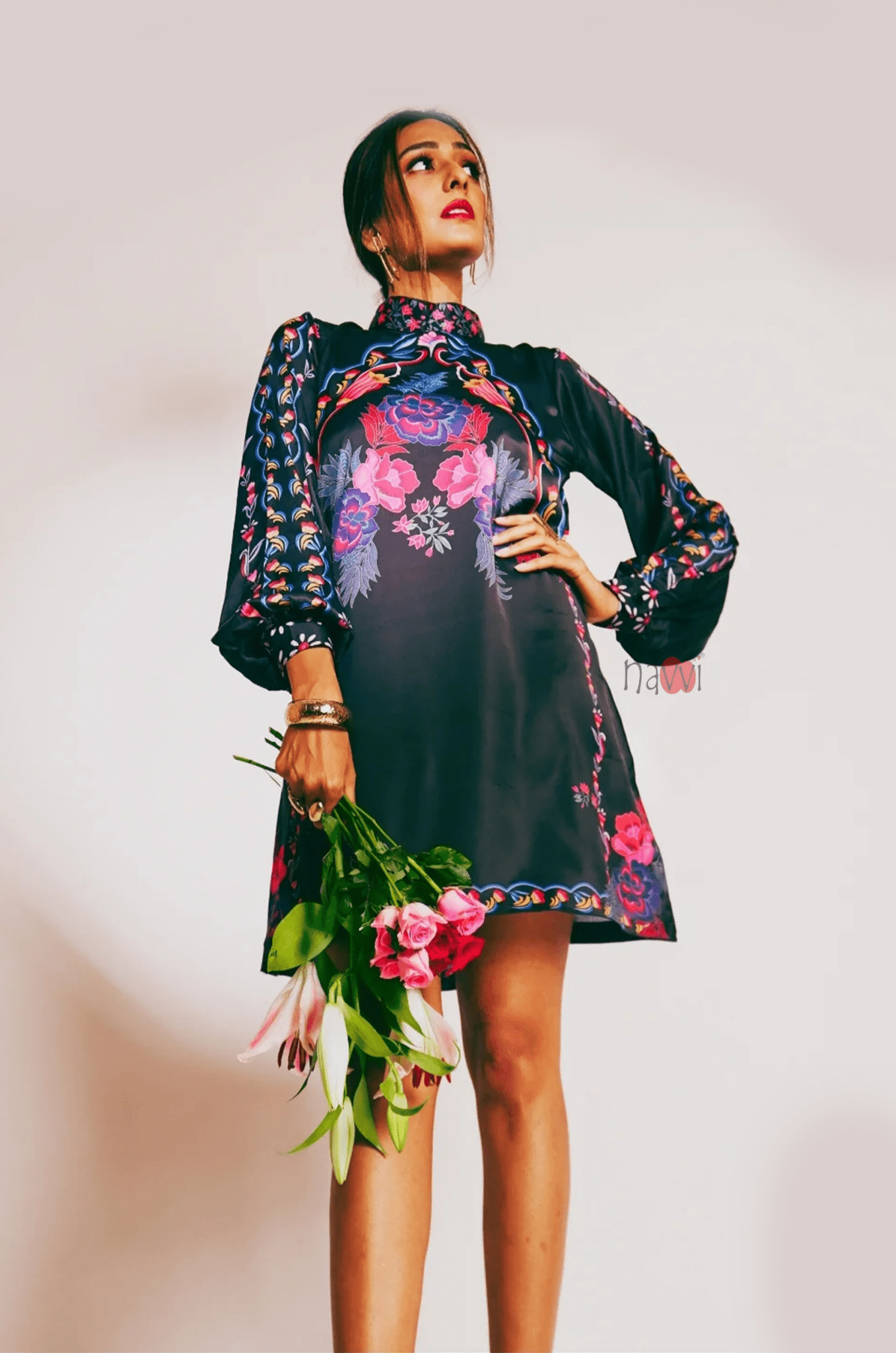 Lexie Printed Dress With Pockets - Navvi.in