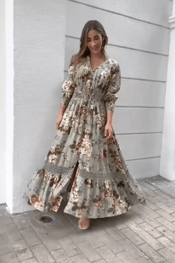 Long Floral Maxi Dress - Navvi.in