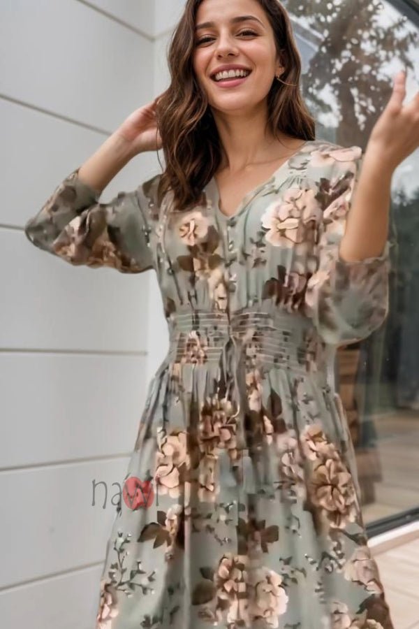 Long Floral Maxi Dress - Navvi.in