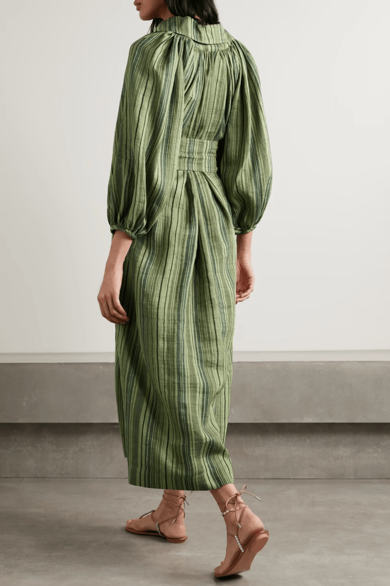 Long Sleeves Striped Dress - Navvi.in
