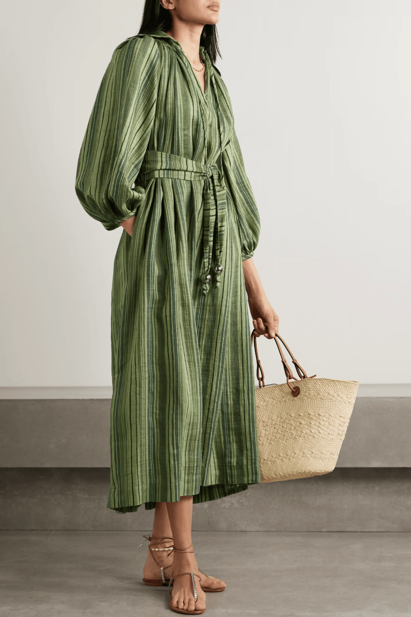 Long Sleeves Striped Dress - Navvi.in