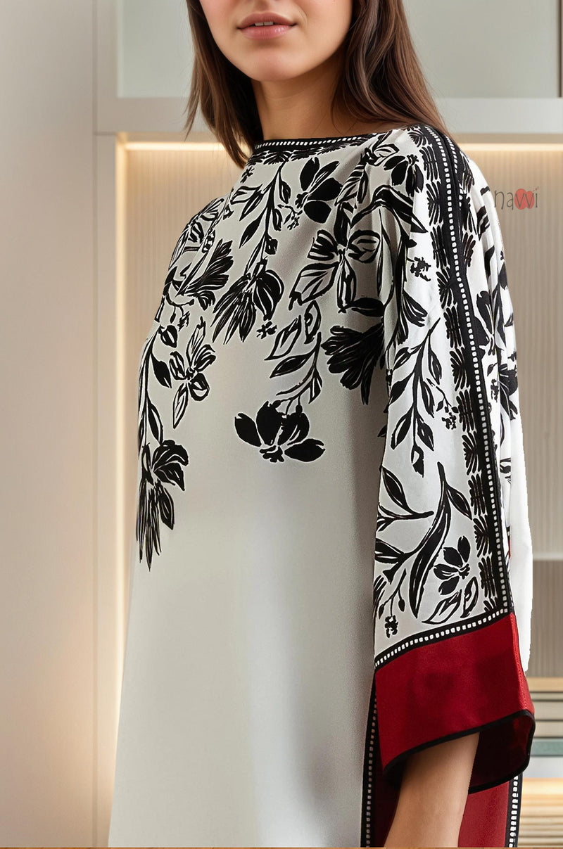 Elegant Contrast Floral Long Dress for Women