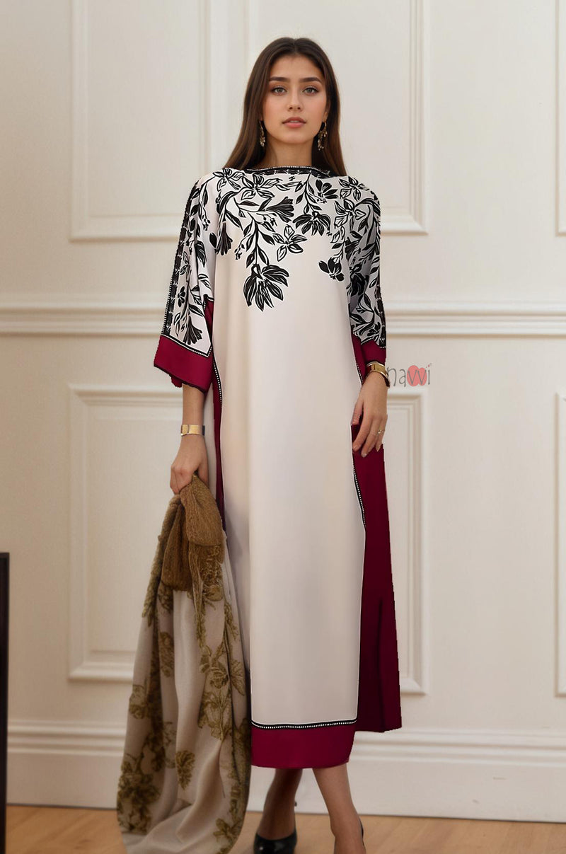 Elegant Contrast Floral Long Dress for Women