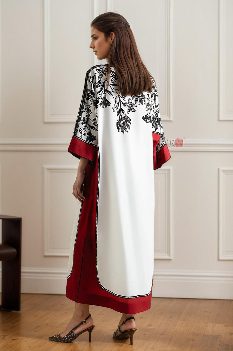 Elegant Contrast Floral Long Dress for Women