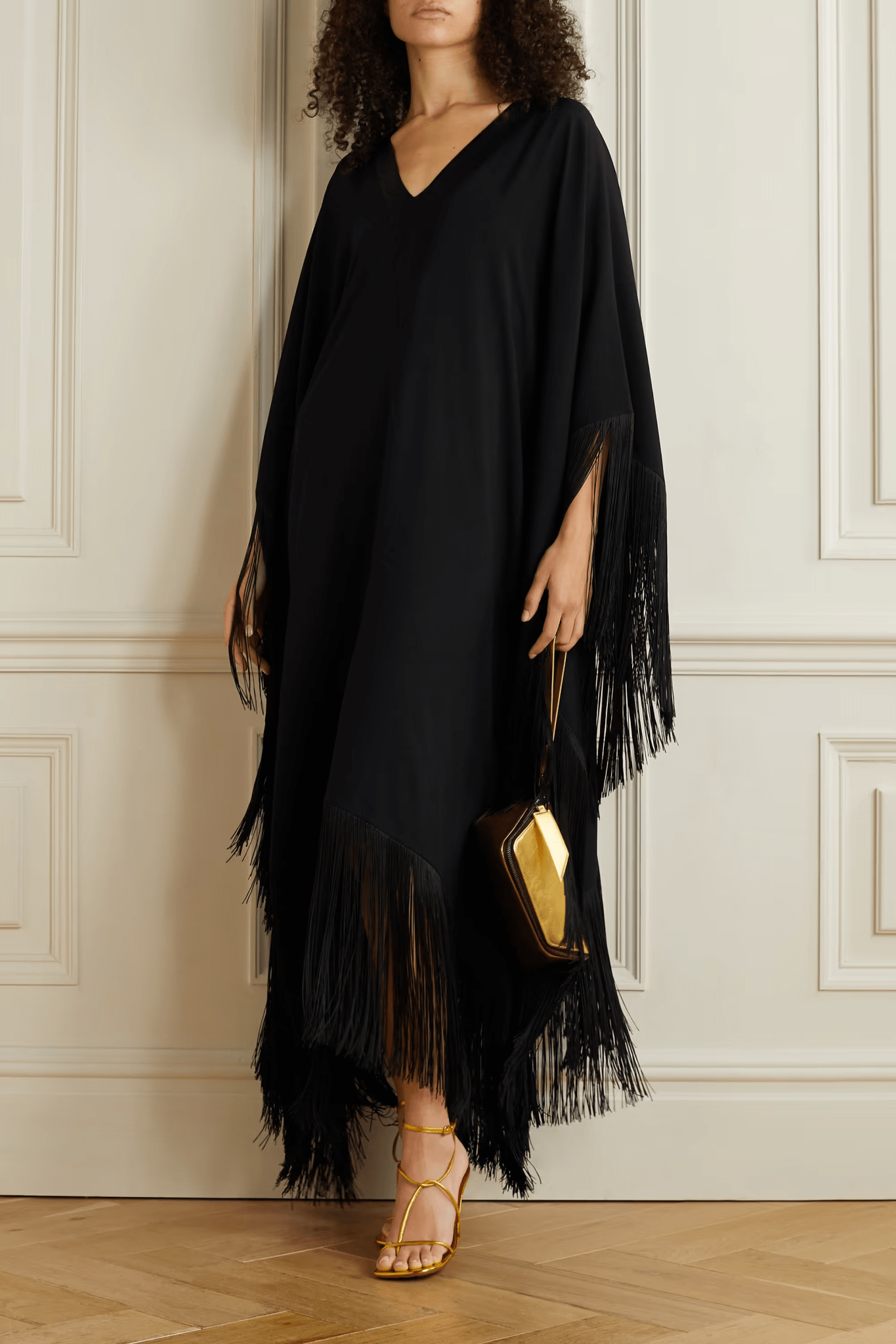 Black V-Neck Kaftan Dress