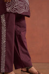 Maroon Embroidery Co - Ord Set With Pants - Navvi.in