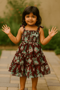 Maroon Floral Print Summer Dress - Navvi.in