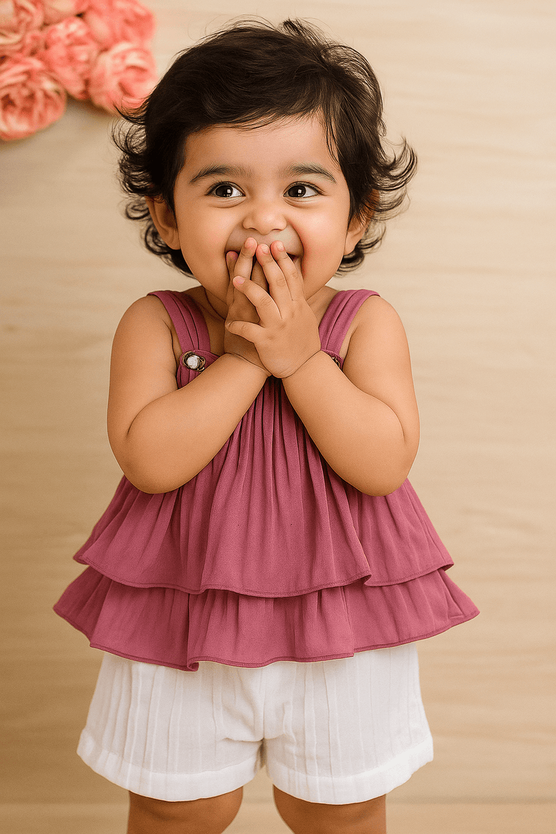 Mauve Stylish Girls Summer Dress - Navvi.in
