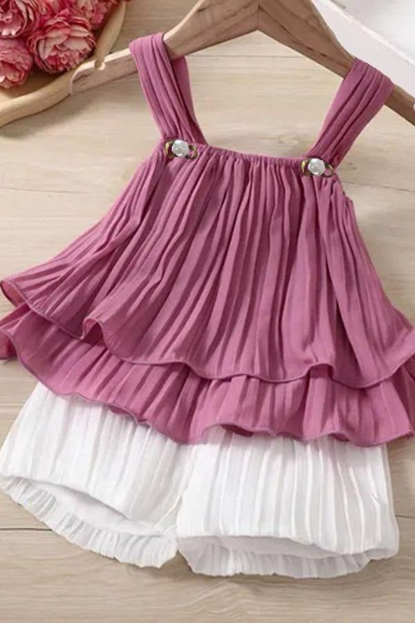 Mauve Stylish Girls Summer Dress - Navvi.in