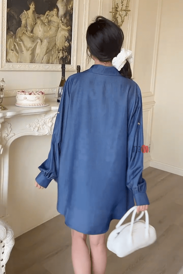 Midnight Petals Embroidered Shirt - Navvi.in