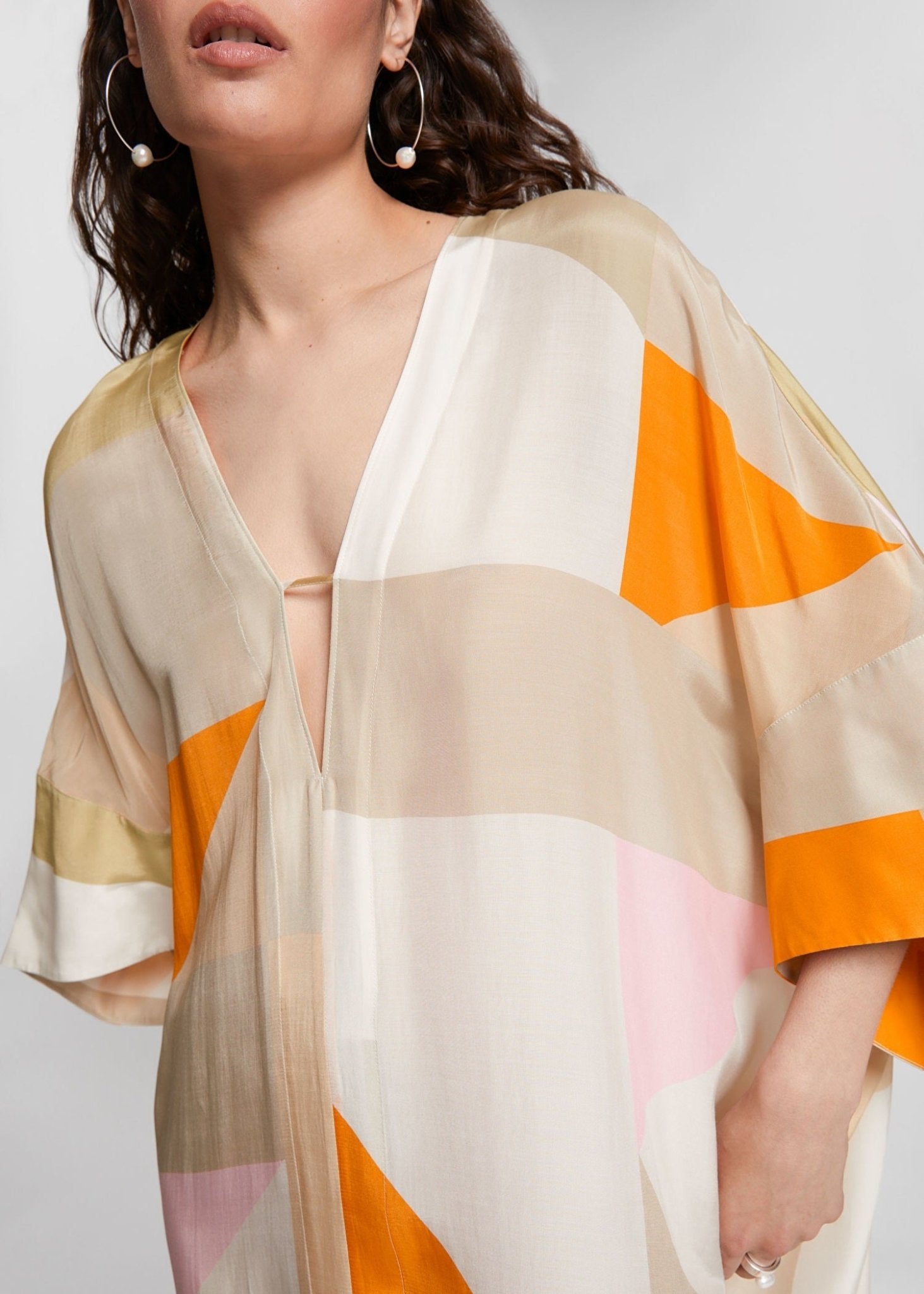 Mimosa Silk Crepe Kaftan - Navvi.in