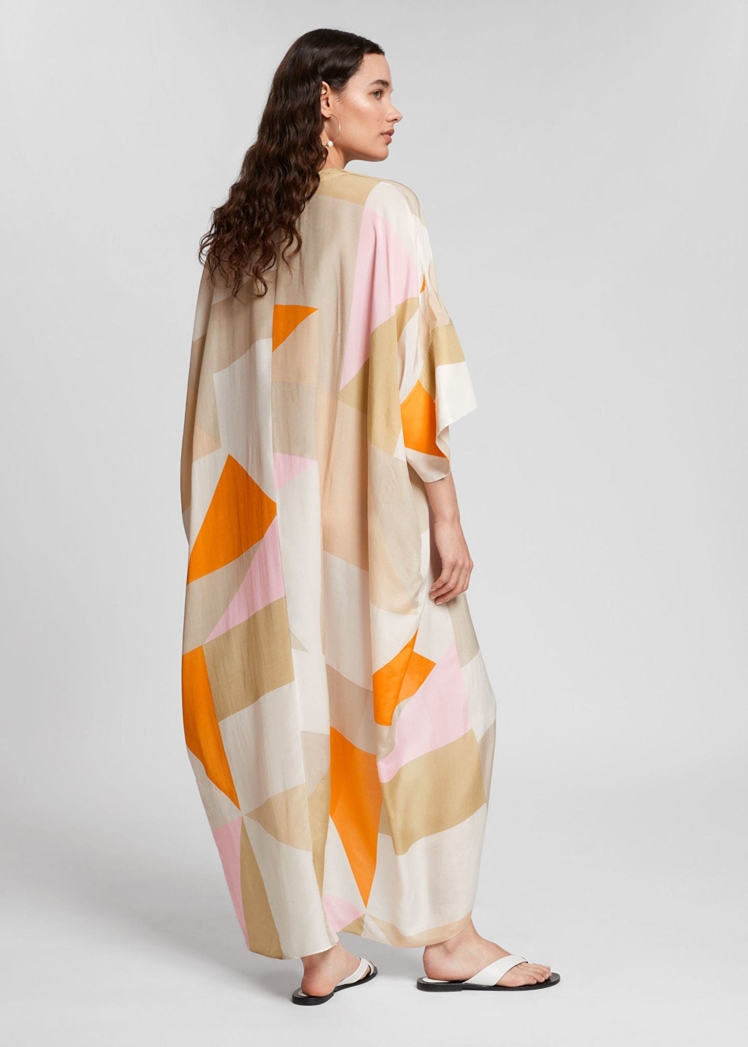 Mimosa Silk Crepe Kaftan - Navvi.in