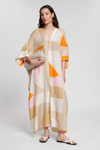 Mimosa Silk Crepe Kaftan - Navvi.in