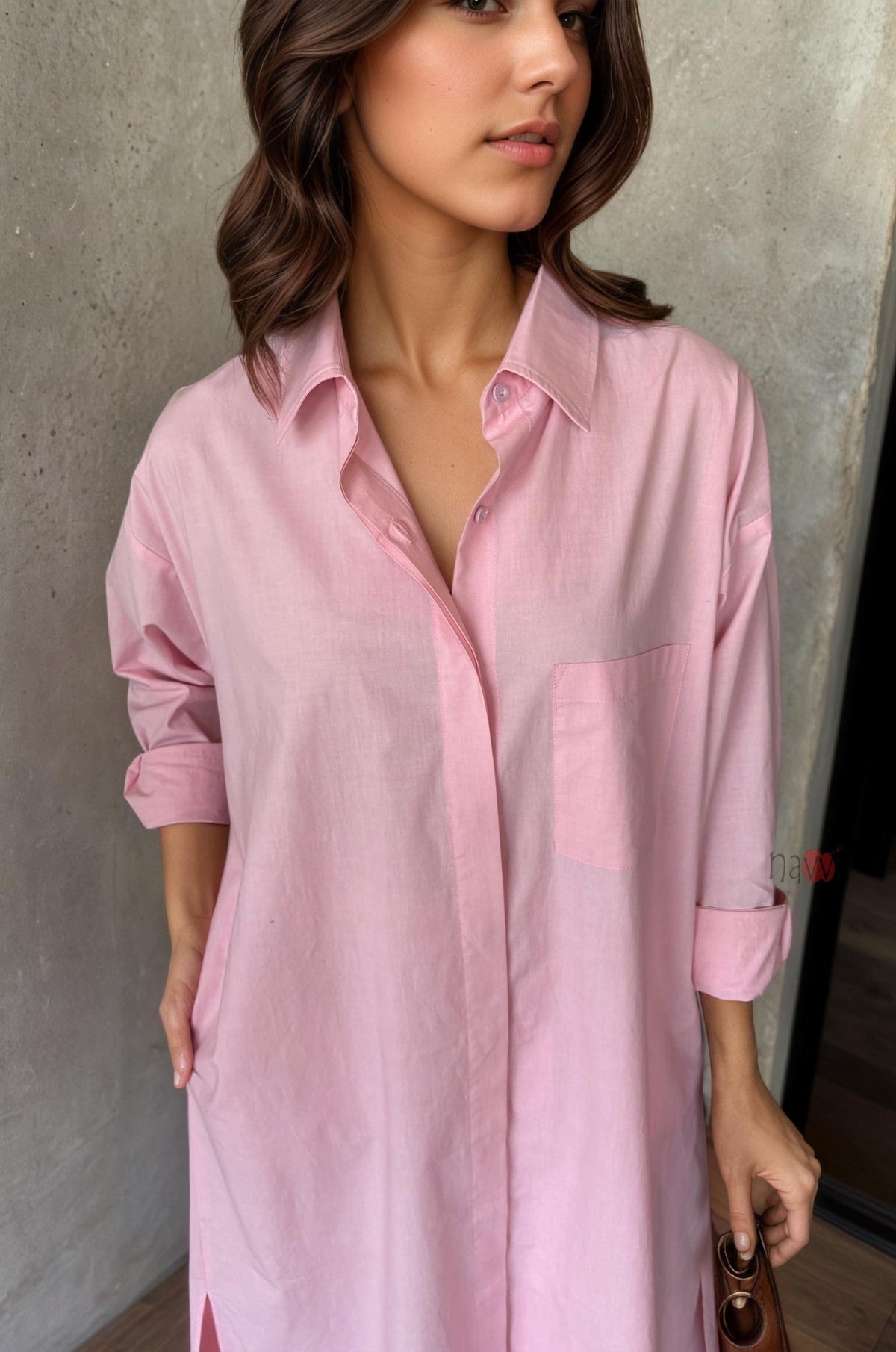 Minimal Chic Shirt Dress with Pants - Navvi.in