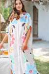 Minimal Printed White Floral Shirt Dress - Navvi.in