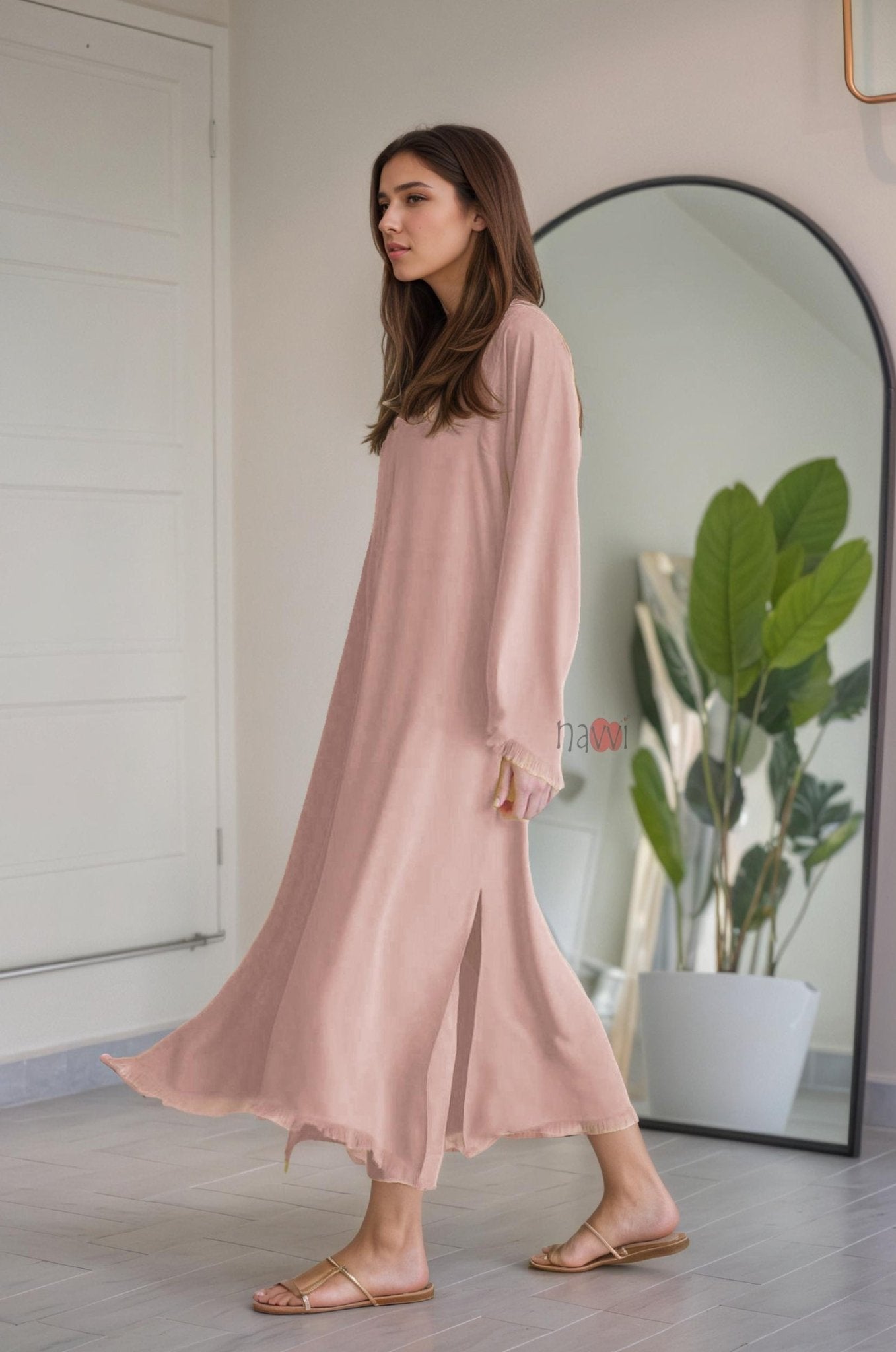 Minimalist Blush Peach Co - ord set - Navvi.in