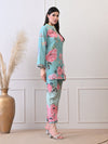 Mint Green Floral Printed Co - ord Set for Women - Navvi.in