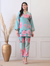 Mint Green Floral Printed Co - ord Set for Women - Navvi.in