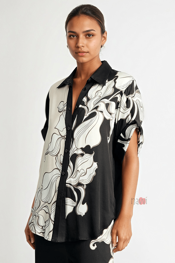 Monochrome Abstract Print Coord Set - Navvi.in