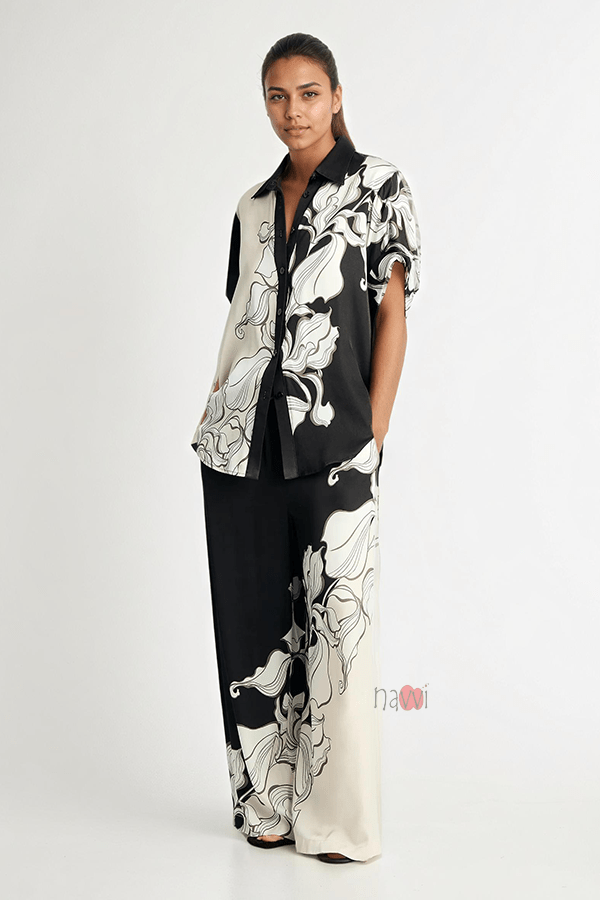 Monochrome Abstract Print Coord Set - Navvi.in