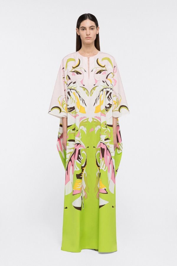 Moss Green Kaftan Dress - Navvi.in