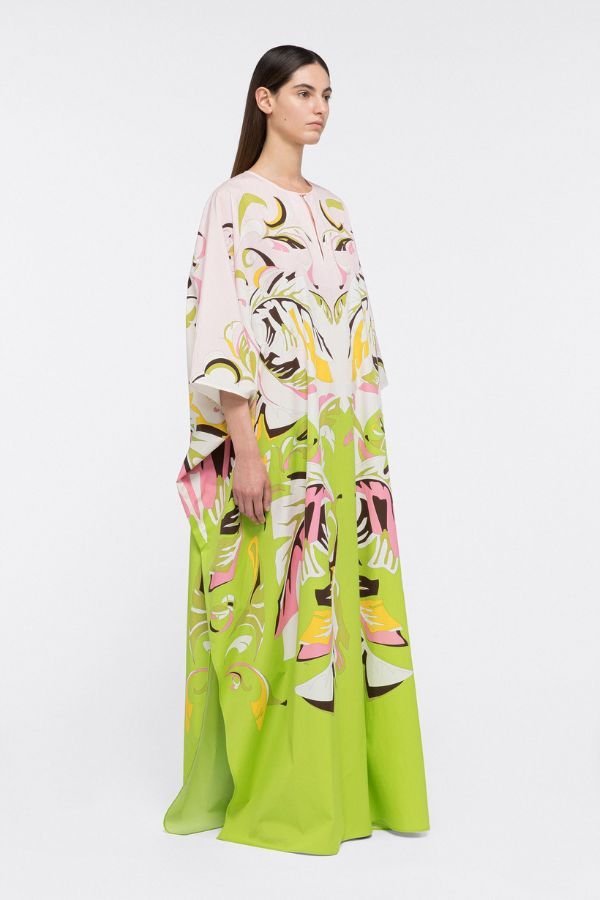 Moss Green Kaftan Dress - Navvi.in