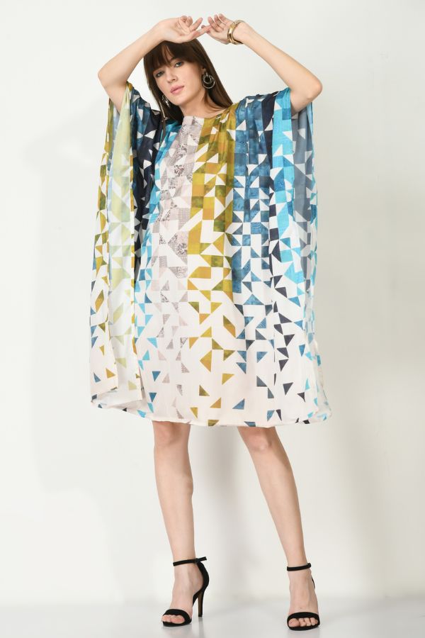 Multicolor Check Short Kaftan - Navvi.in