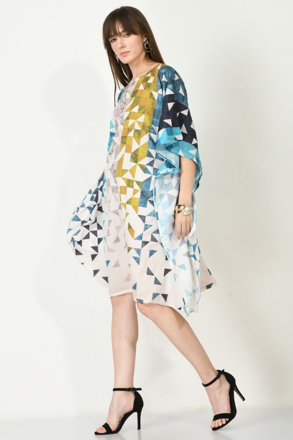 Multicolor Check Short Kaftan - Navvi.in