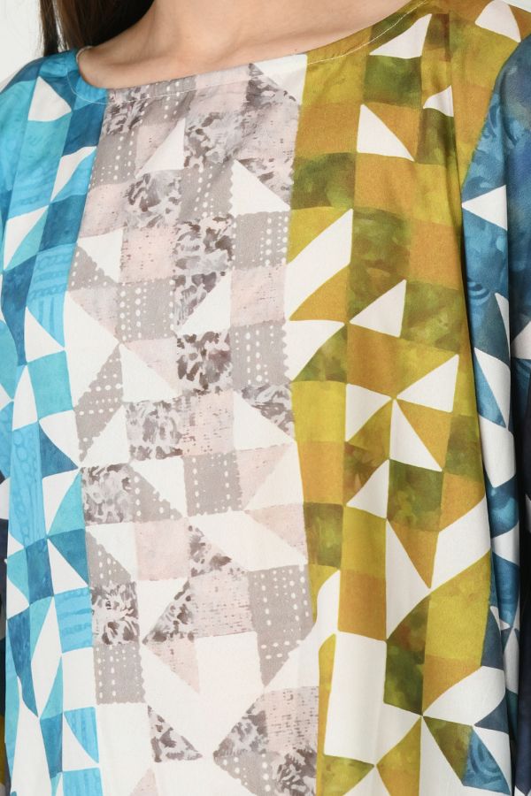 Multicolor Check Short Kaftan - Navvi.in