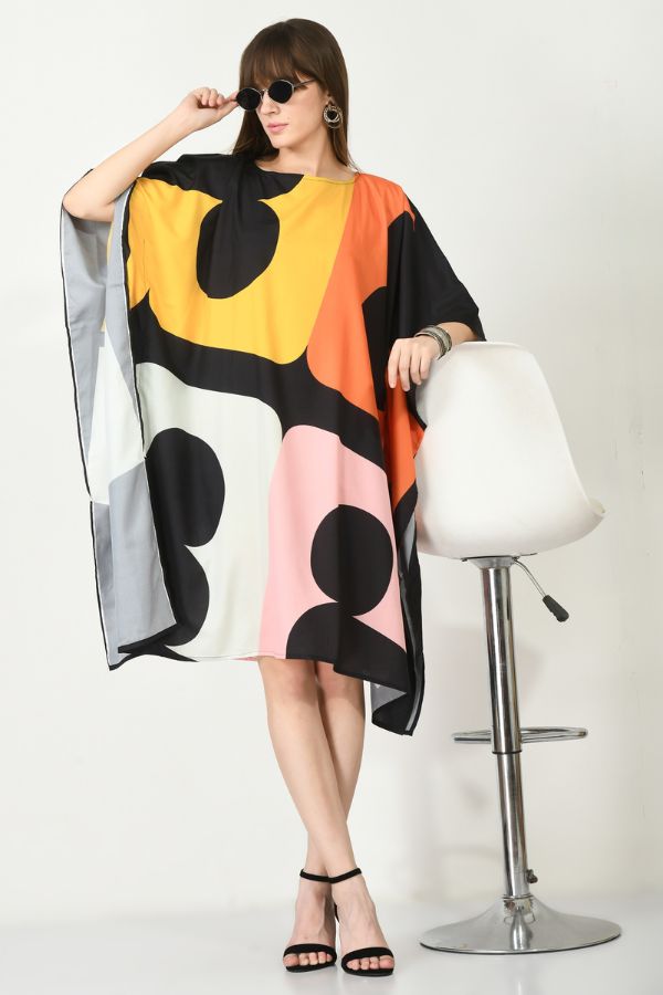Multicolor Short Kaftan Dress - Navvi.in