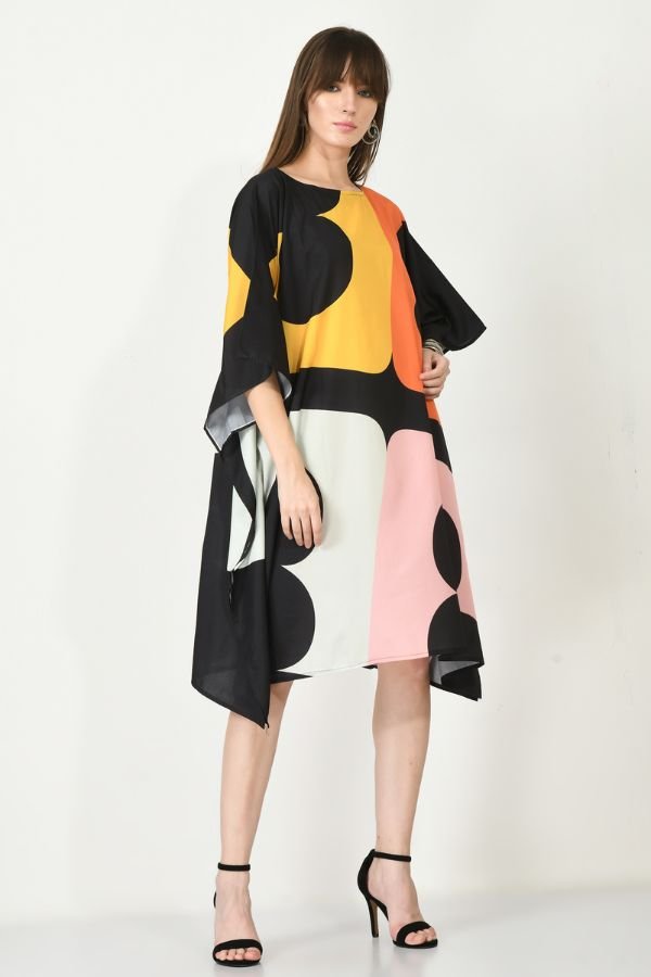Multicolor Short Kaftan Dress - Navvi.in