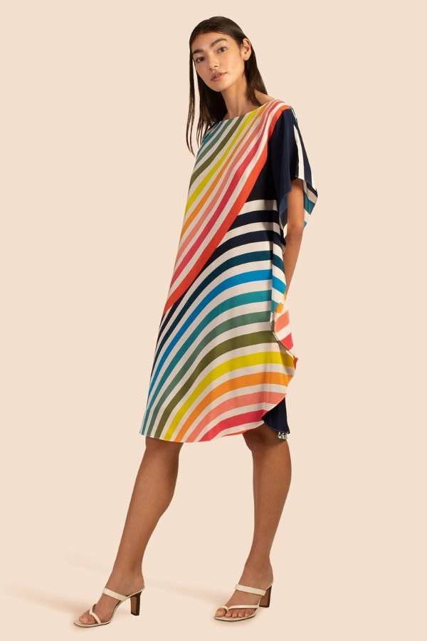 Multicolor Strip Short Kaftan - Navvi.in