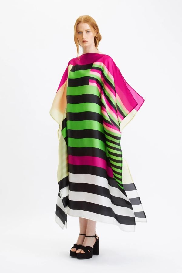 Multicolor Stripe Long & Wide Kaftan - Navvi.in
