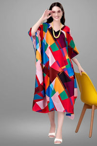 Multicoloured Geometric Print Kaftan - Navvi.in