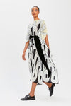 Mushroom Silk Crepe Kaftan Dress - Navvi.in