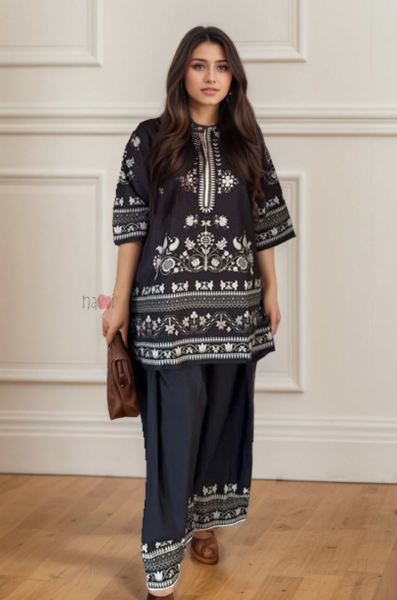 Designer Black Embroidered Occasion Wear (Dupatta Not included)