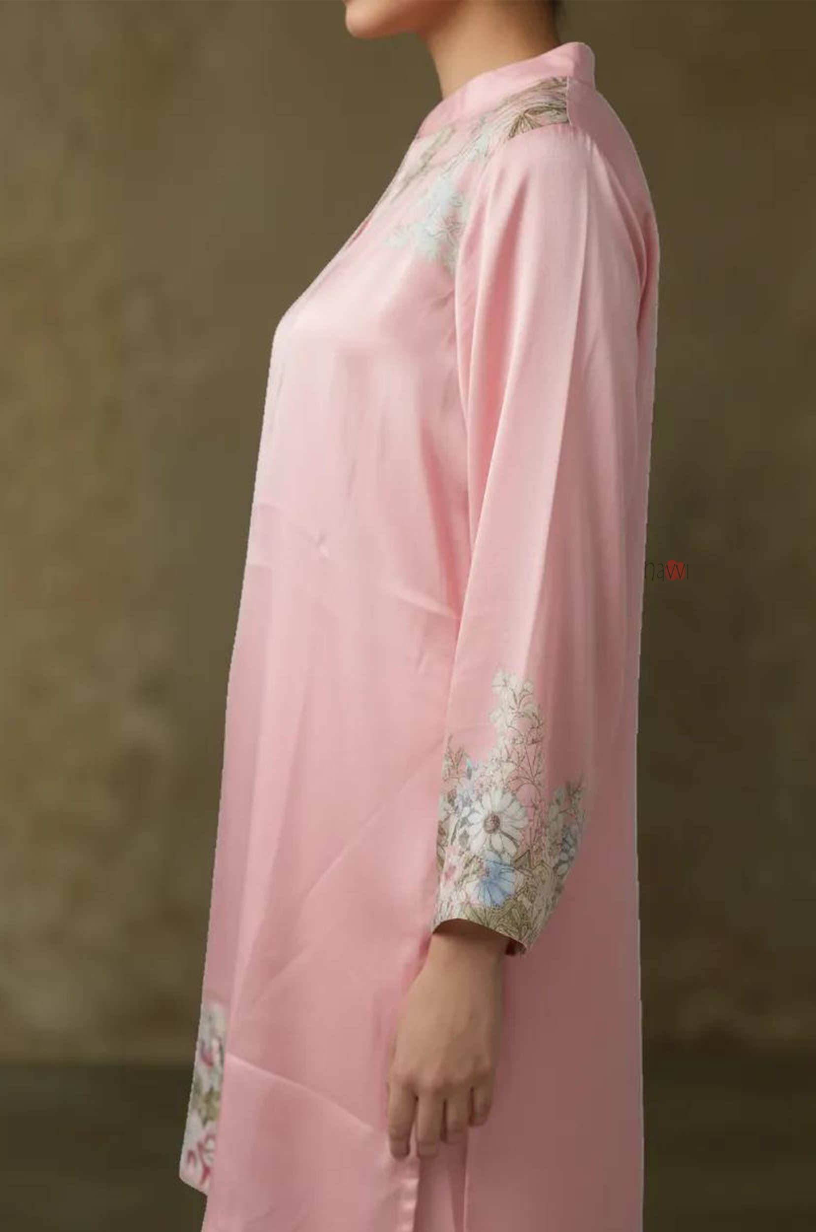 Blush Floral Trim Kurta Co-Ord Set