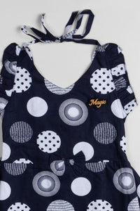 Navy Blue Printed Summer Dress - Navvi.in