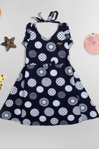 Navy Blue Printed Summer Dress - Navvi.in