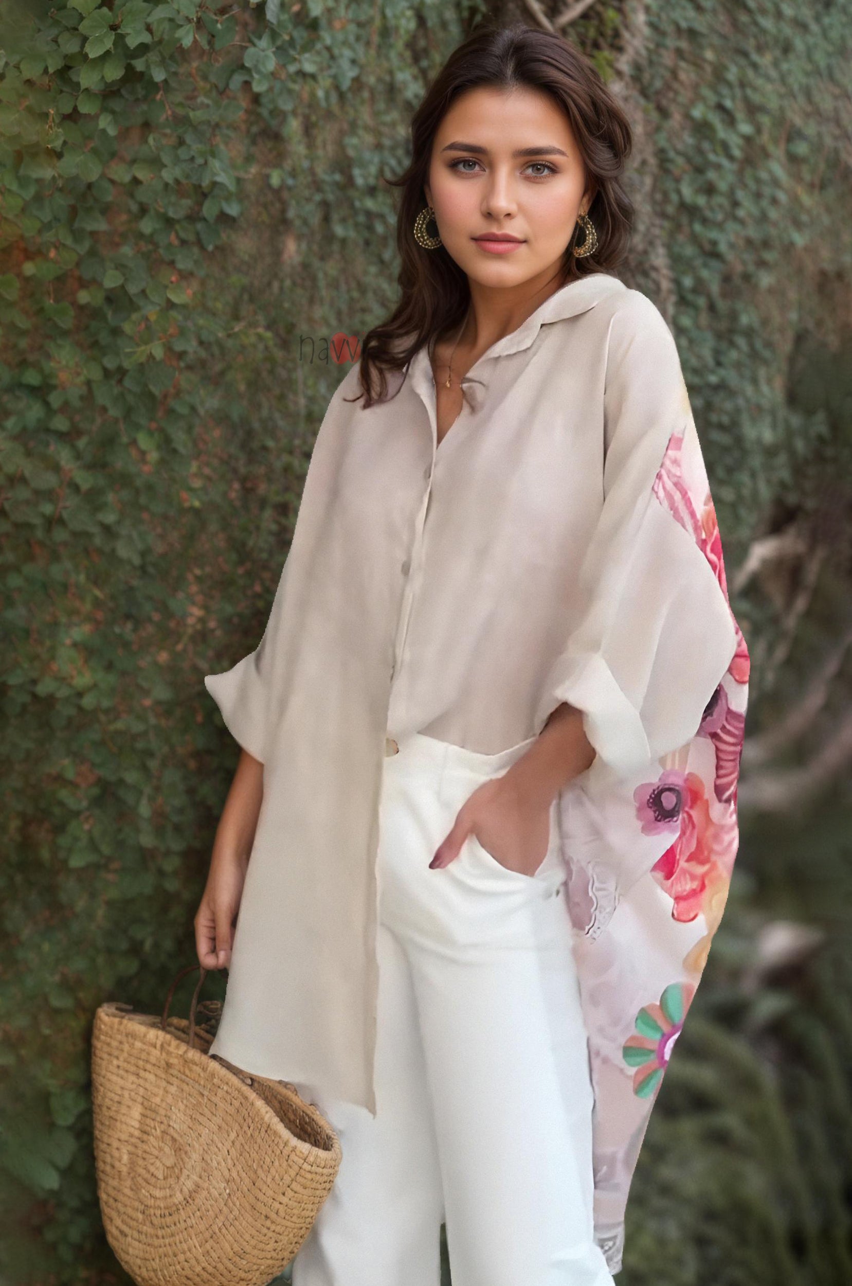 Floral Harmony Cape Shirt