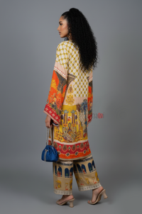 Elegant Festive Kurta Set – Artistic Print and Bold Colors