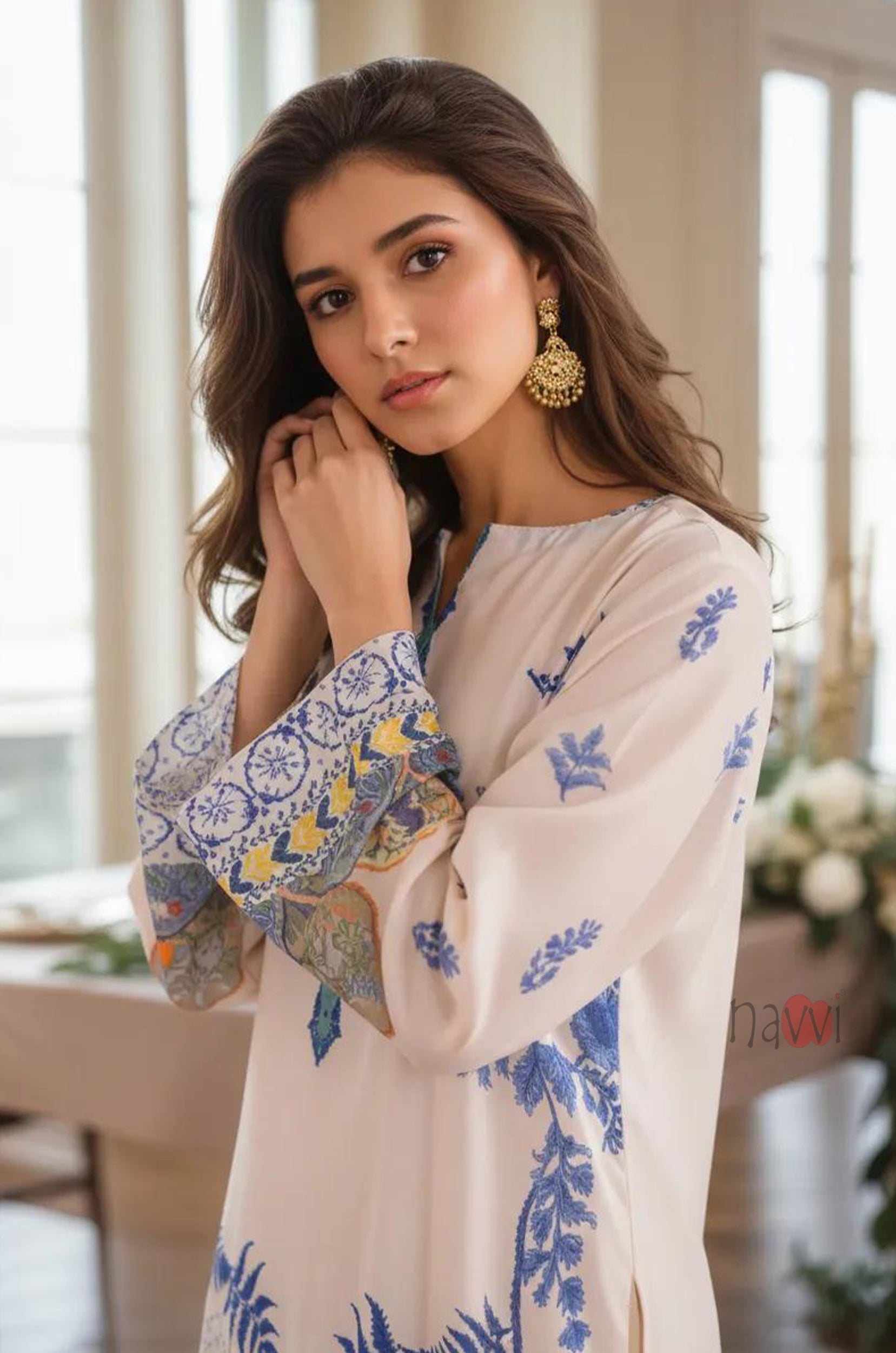 Luxury Floral Print Evening Dress