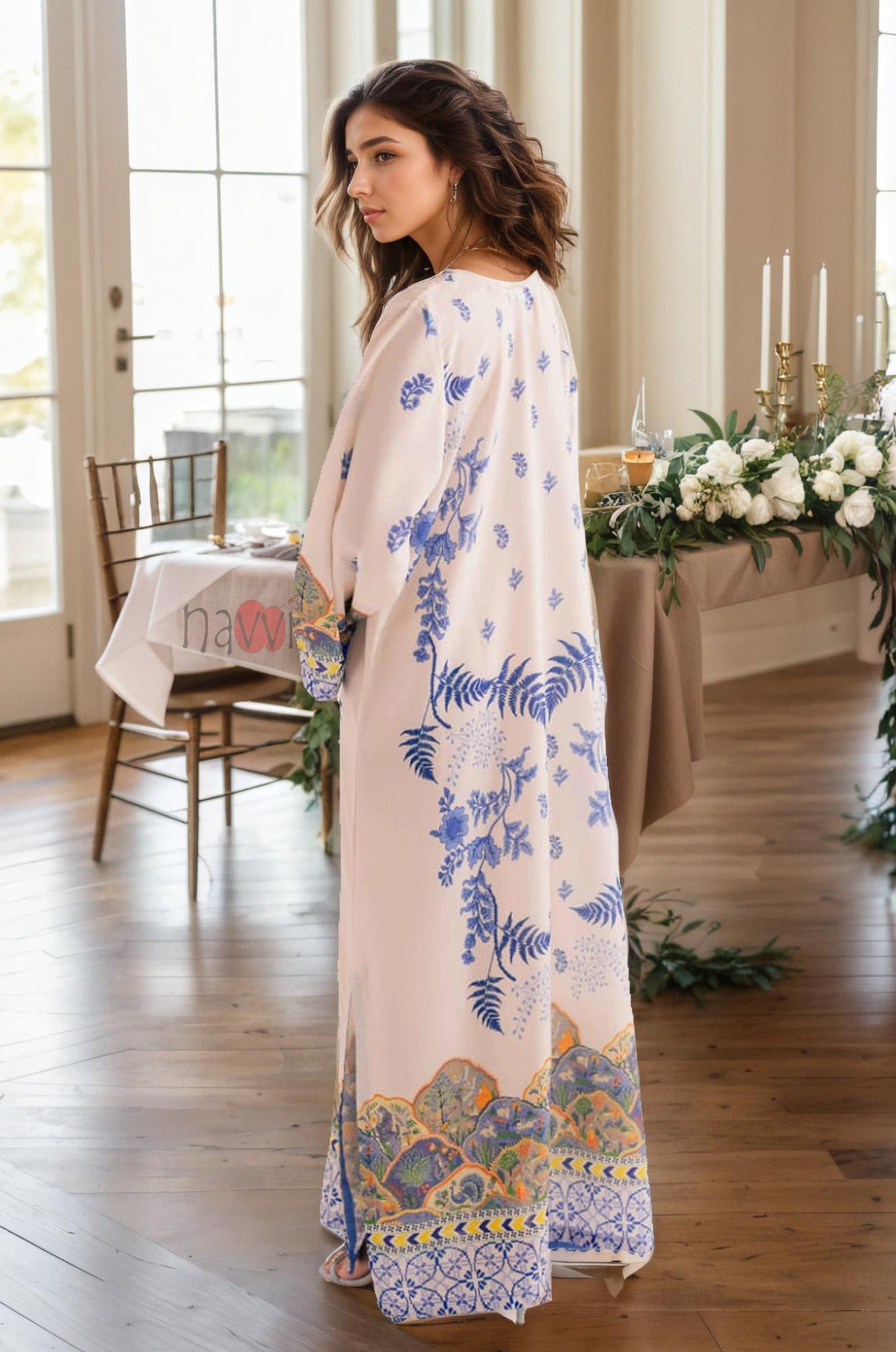 Luxury Floral Print Evening Dress