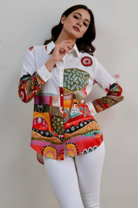 Abstract Print Shirt for Women