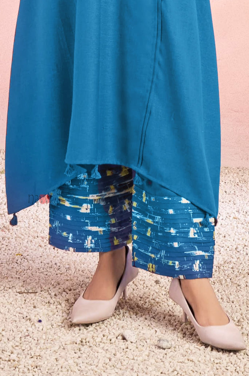 Ocean Breeze Tassel Sleeve Kurta Set - Navvi.in