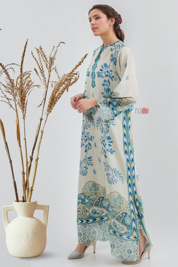 Ocean Veil Kaftan Dress - Navvi.in