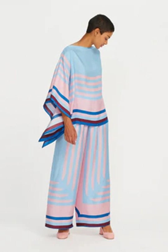 Ocean Wave Satin Silk Co - ord Set - Navvi.in