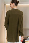 Olive Green Floral Print Button - Down Shirt - Navvi.in